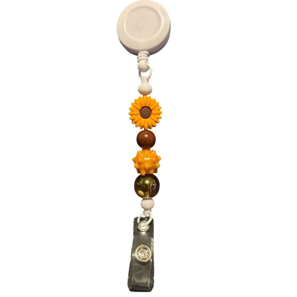 Sunflower Custom Designed Beaded Badge Reel - Picture 1 of 2